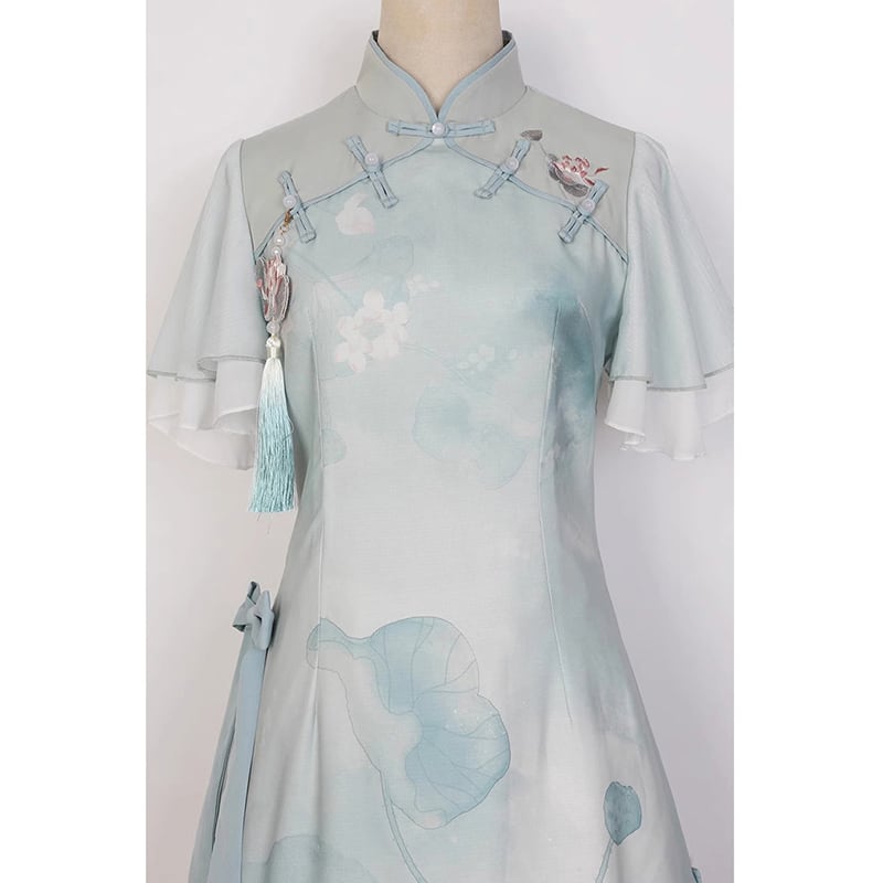 [Kaede bamboo --- Aoni series] ★Chinese style dress★ Hanfu dress, Chinese clothes, cute print, improves temperament