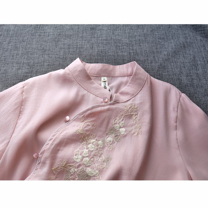 [Qing Series] ★Chinese style tops★ Embroidery 4color Summer clothes Shirt Chinese clothes Improved Tang clothing Improves temperament Cute