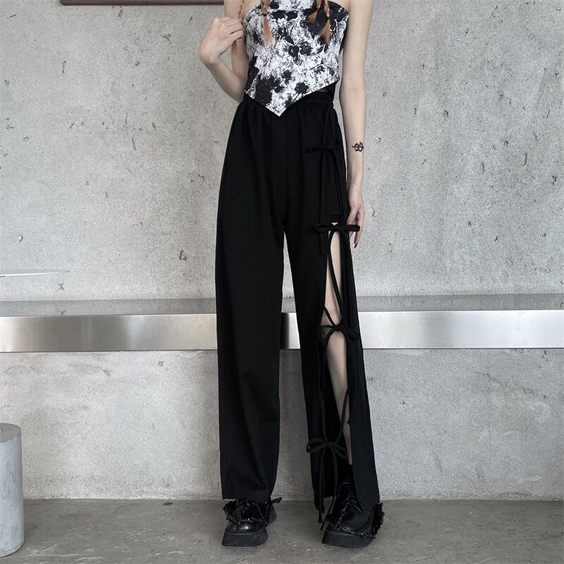 [Miyakoya Series]★Casual Pants★ Trousers Bottoms Cool Summer Fashion Black Black Sexy