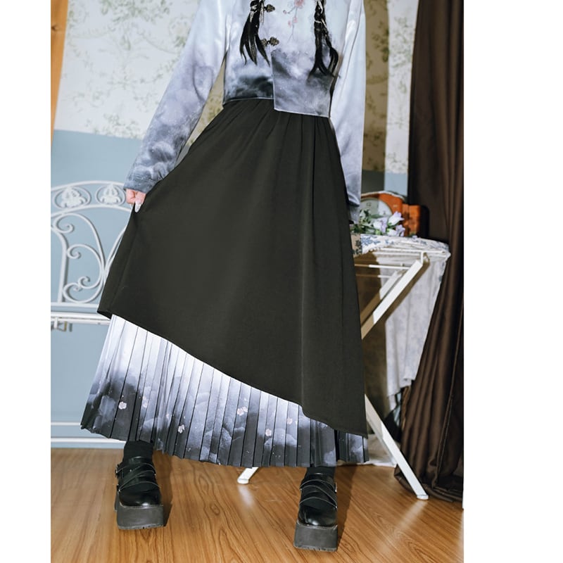 [Old Monster --- Tanukiko Series] ★Chinese-style setup, single item order★ Thick, warm tops or skirts, printed Chinese clothes