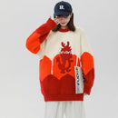 [Fujiiman Series] ★Sweater★ 3color Knit Tops Cartoon Dragon Unisex Men's Black Red Pink New Year