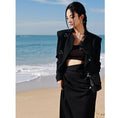 Load image into Gallery viewer, [Daiseiryusu Series]★China style blazer★Outer slim switching retro black black irregular
