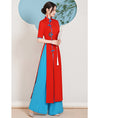 Load image into Gallery viewer, [Yuken Yumori Series] ★Chinese style dress★ Ao dai dress + trousers 2-piece set, long length, large size, black, red, blue
