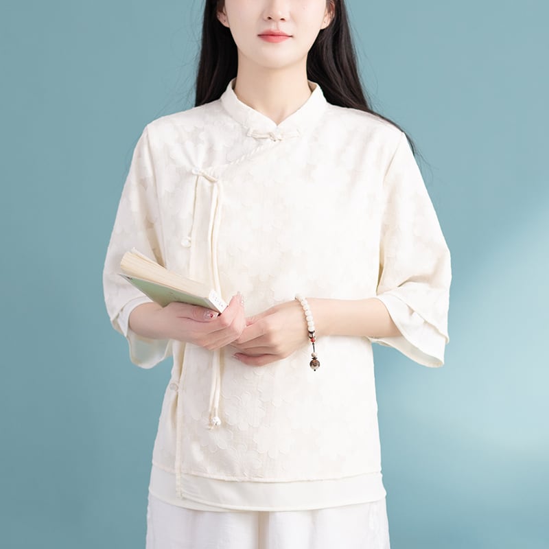 [Qing Series]★Chinese style tops★ 4color Chinese style shirt, Chinese clothes, summer clothes, cool, floral pattern, improves your temperament