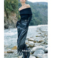 Load image into Gallery viewer, [Big Blue Dragon Series]★China style skirt★Bottoms PU skirt fringe retro original cool
