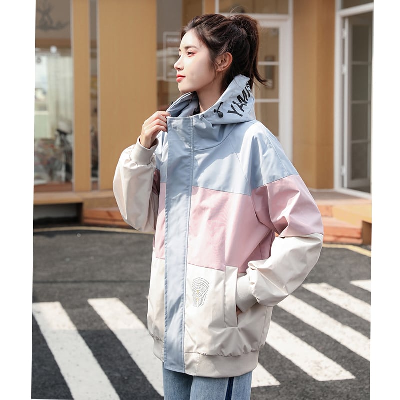 [JJRL Series] ★Jacket★ 2color outerwear Color scheme Stylish Casual Pink Gray Easy to match