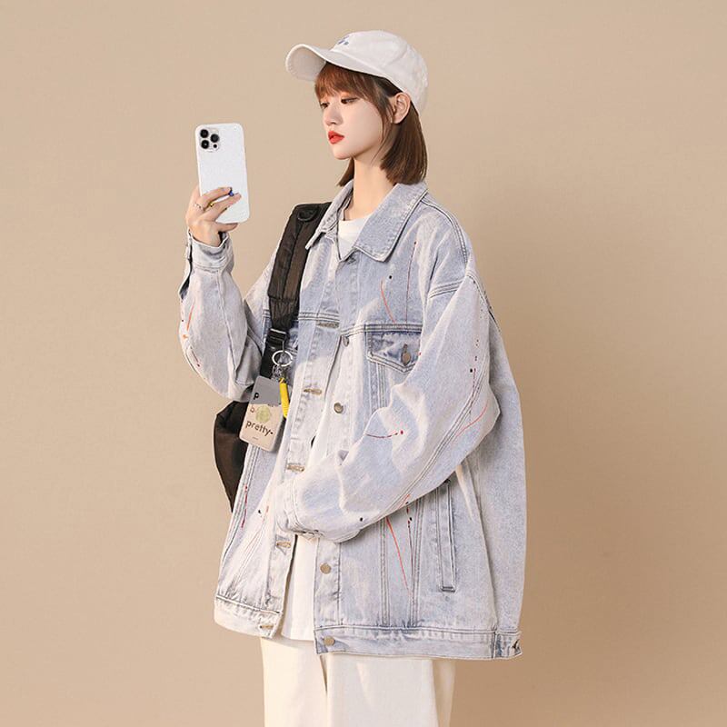 [Fujiiman Series] ★Jacket★ 3color Outer Denim Unisex Loose Light Blue Black Dark Blue