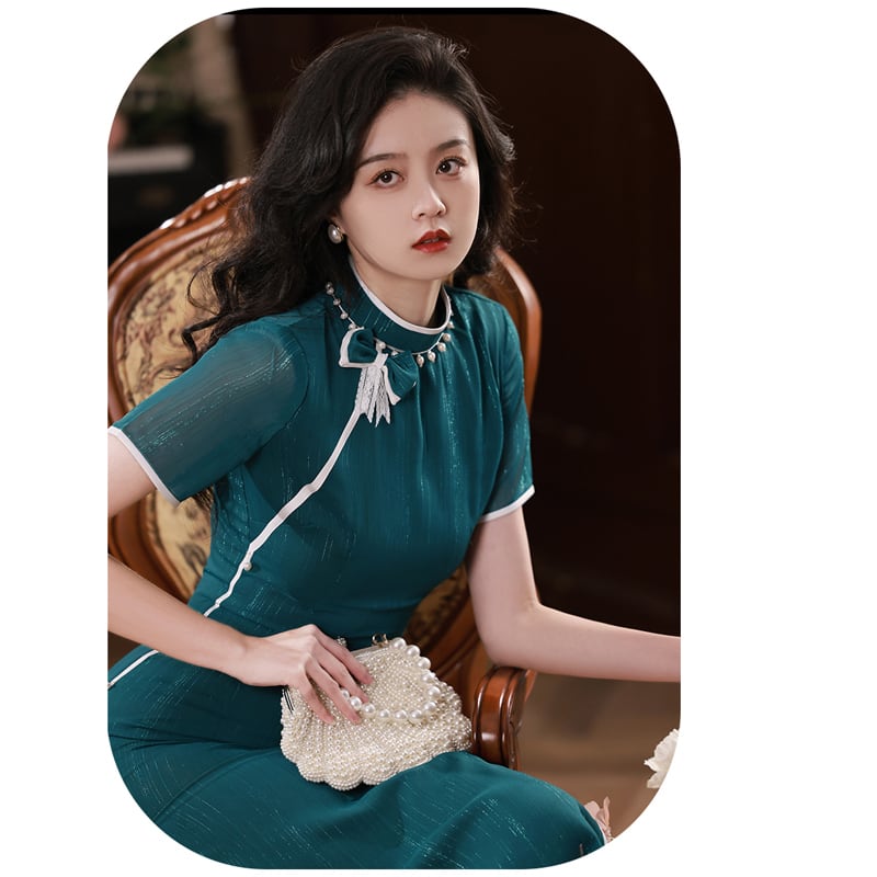 [RUYUN Series]★Cheongsam dress★ 2color Chinese style dress Elegant Temperament enhancement Large size