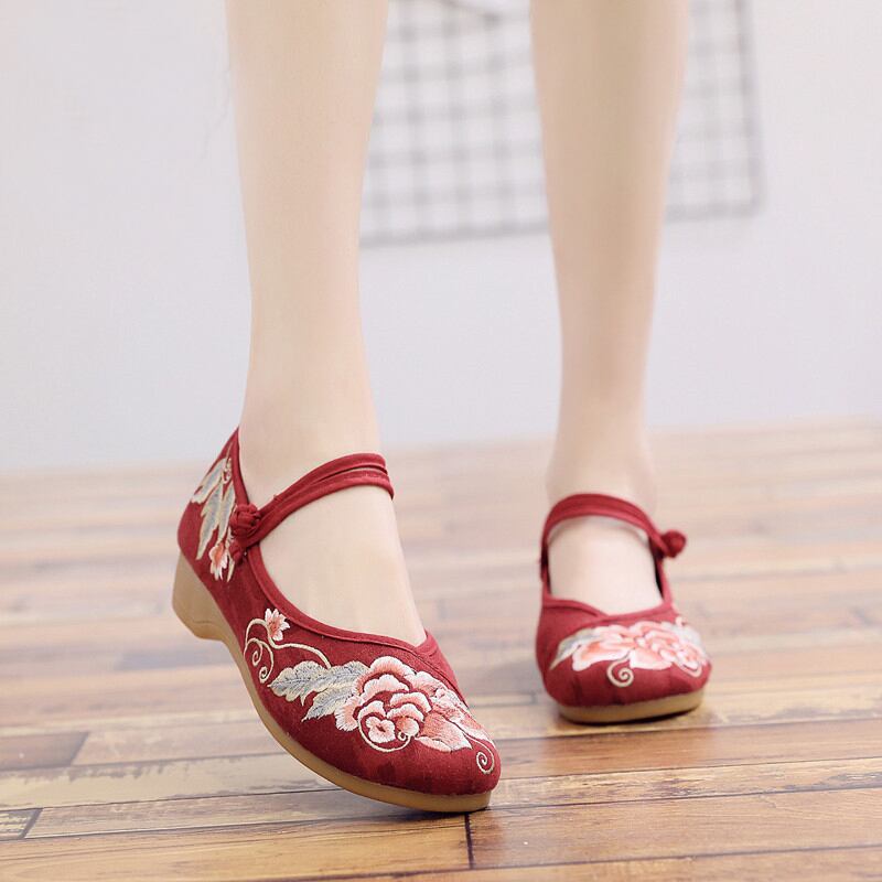 5colors Embroidery Shoes Handmade Shoes Chinese Shoes Tang Suit Hanfu Shoes Ethnic Style Size 35-41 Heel 3cm