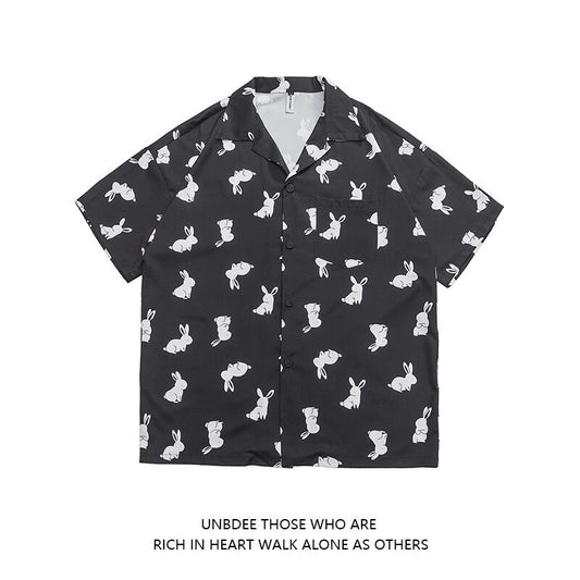 [UNBDEE Series]★Shirt★ Tops Unisex Men's ML XL 2XL Short Sleeve Shirt Summer Clothes Rabbit Rabbit Print