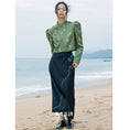 Load image into Gallery viewer, [Big Blue Dragon Series]★China style outerwear★ Tops Shirt Bamboo Green Green Mini Length Chinese Clothes Improves Temperament
