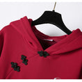 Load image into Gallery viewer, [Only cats are allowed in the series] ★Chinese-style dress★ Hoodie with fleece lining, embroidered crane, red
