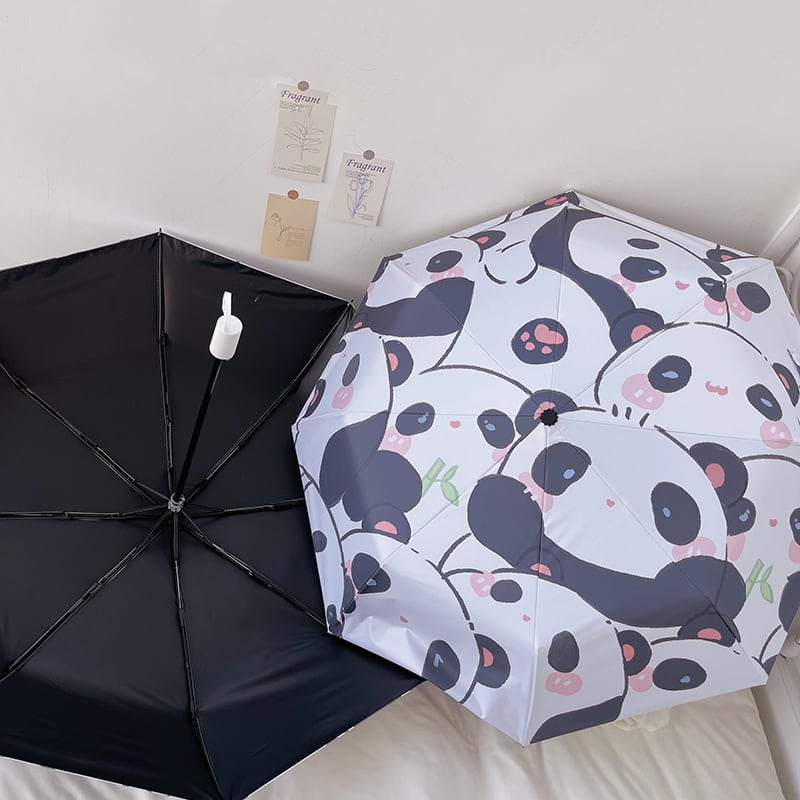 [RUNYU Series]★Umbrella★ Tri-fold umbrella, rain &amp; sunny, 8 ribs, dual use, manual &amp; jump, rainy season, rainproof soup, sun protection, panda pattern