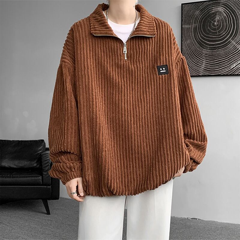 [KADISHOU Series] ★Tops★ 3color Corduroy Unisex Men's Large Size Casual Black Gray Coffee Color