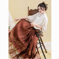 Load image into Gallery viewer, [Three---Fukuju Santa Series] ★Chinese style skirt★ 2color Maki skirt bottoms Chinese clothing Black Red Improved Hanfu Hanfu skirt
