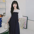 Load image into Gallery viewer, [HANXI Series] ★One Piece★ Switching Chiffon Summer Temperament Up Date Commuting OL Office Navy SML XL 2XL
