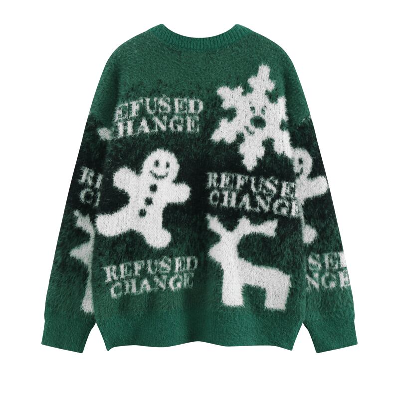 [GUOCHAO Series]★Sweater★ 2color Tops Christmas New Year Snowman Unisex Men's Red Green