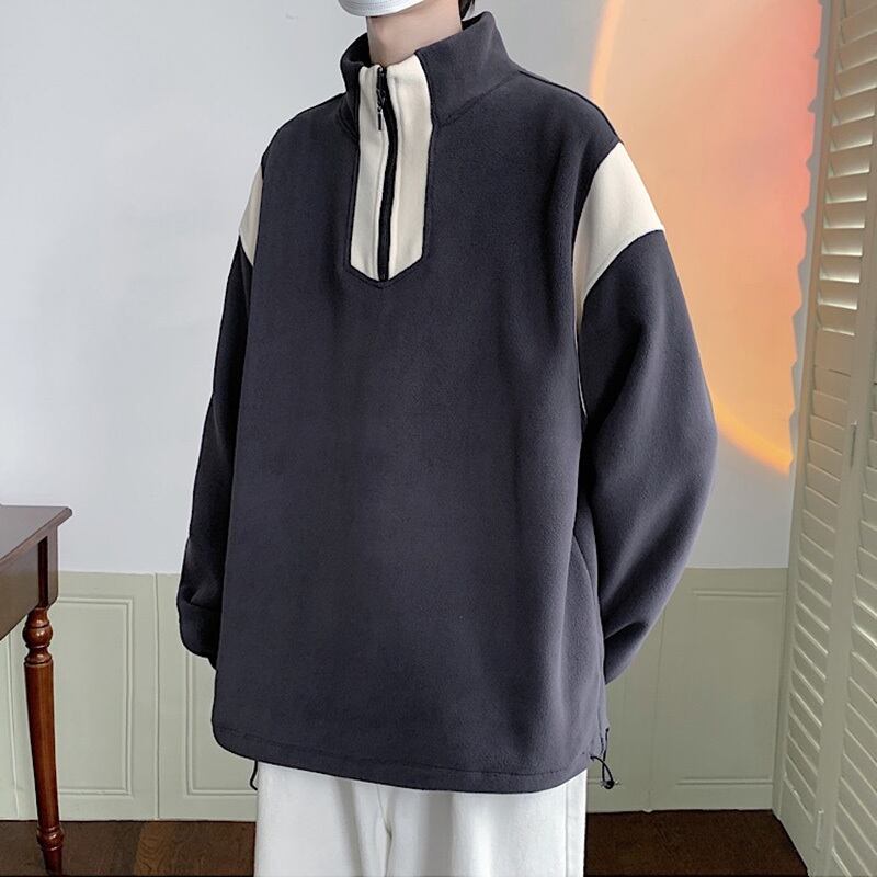 [Pvpvpv Series] ★Tops★ 3color Fleece lining Unisex Men's Black Beige Dark Gray Casual