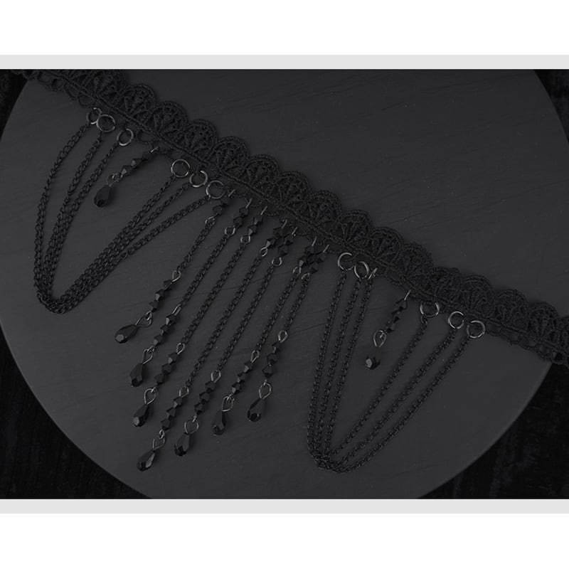 [Koseiryushu Series] ★Necklace★ Ladies Accessories Fringe Black Black Lace Sexy