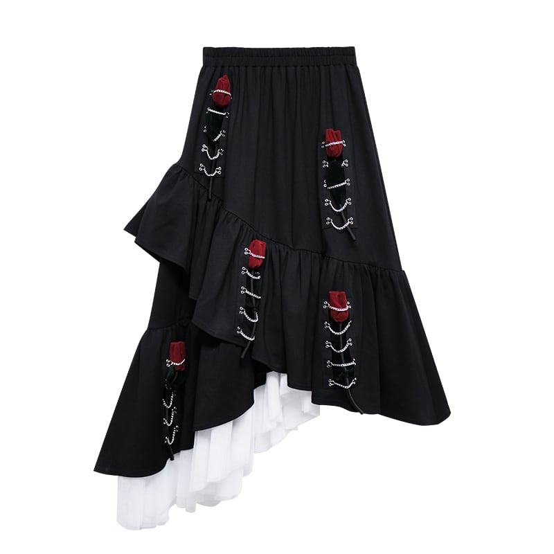 [Chicsky---Kurono Series]★Skirt★ Irregular bottoms Black Easy to match, slimming, original