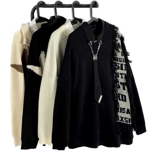 [HTTAOSUP Series]★Sweater★ 2color Tops Unisex Men's Switching Alphabet