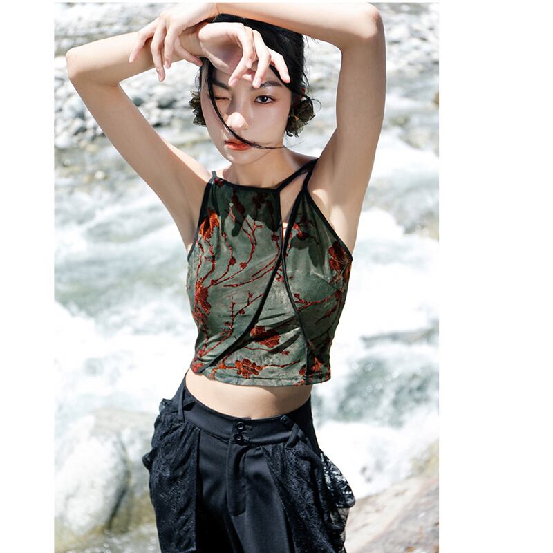 [Big Blue Dragon Series] ★China style tops★ 2color camisole print sexy design easy to match