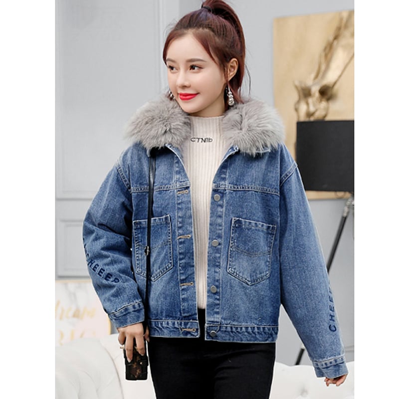 [ZHUANGYOU series] ★Winter coat★ Outer 2color denim jacket ladies blue blue black black