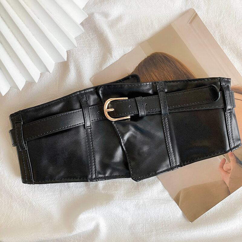 [BNHF Series]★Belt★Obi PU Alloy Accessory Small Item Easy to Match Retro Black Black Unique Cute