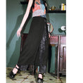 Load image into Gallery viewer, [Kokaisha---Shinkyo Series]★China style pants★Bottoms Gaucho pants Letter pattern switching Black Black
