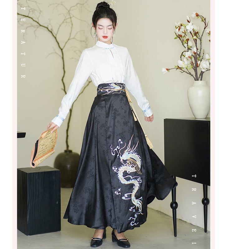 [BAIRIMENG Series] ★Chinese style shirt★ 2color tops long sleeve shirt Chinese clothing black white