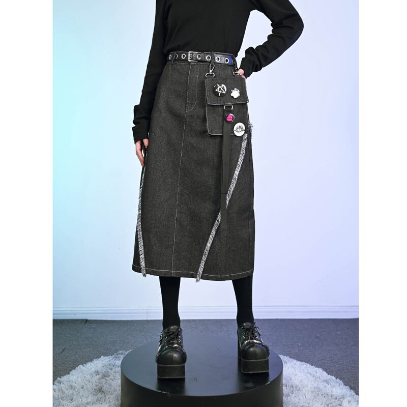 [Kokaisha --- Abnormalism Series] ★Skirt★ Bottoms Original denim skirt with decorations Cute and easy to match