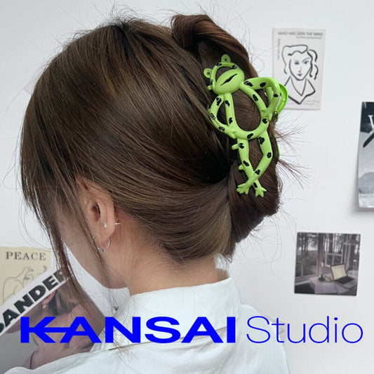 [KANSAI Series] ★Hair Ornament★ Hair Clip Accessory Accessory Cartoon Frog Green Stylish Large Bun Hair