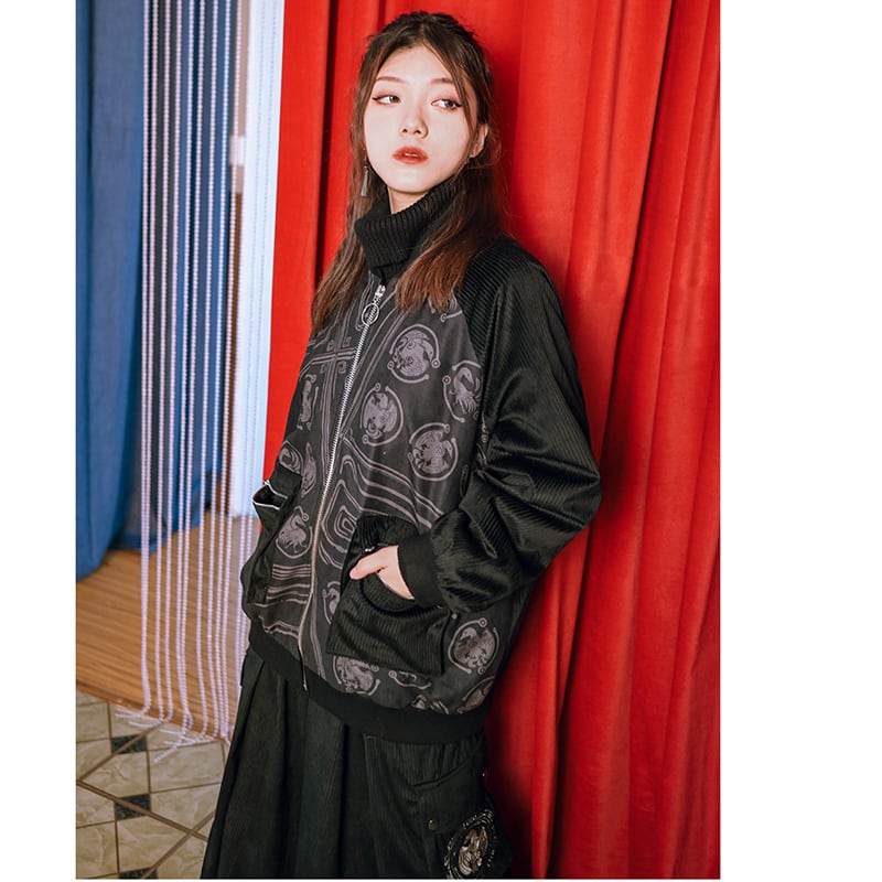 [Old Monster---Gold Series] ★China style coat★ Corduroy jacket stadium jacket casual