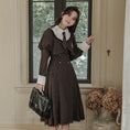 Load image into Gallery viewer, [DACHENGZI Series] ★Dress with tie★ Faux layered dress Vertical striped striped pattern Cute
