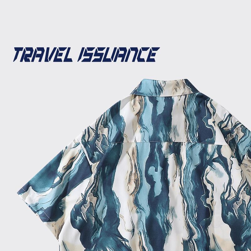 [TRAVEL ISSUANCE Series]★Shirt★ Print Unisex Men's Summer Short Sleeve Tops Cool Fashion