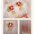 Load image into Gallery viewer, [Ome Anka Series]★China Hair Ornament★Hairpin Pair Coming of Age Ceremony Chinese Clothing Fringe Accessory Handmade Ornament Red Flower
