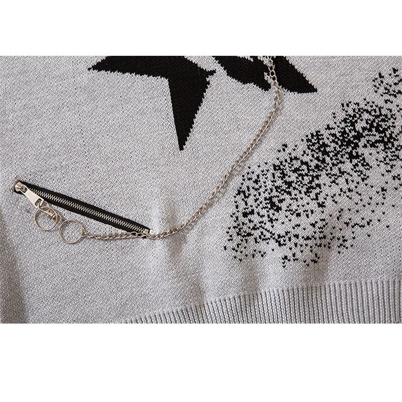 [WH Teacher Series]★Sweater★ 2color Unisex Men's Fashion Stylish With Chain Star Pattern Black Gray