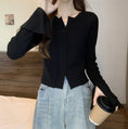 Load image into Gallery viewer, [DINGNING Series] ★Knit tops★ Tops Easy to match, slim, slimming, large size, black, black
