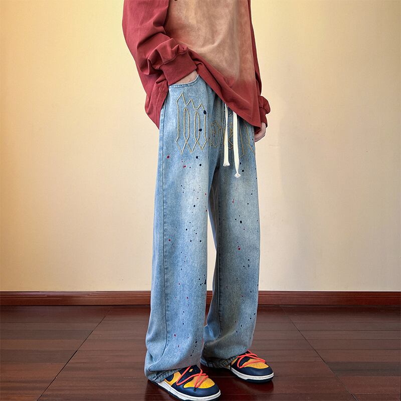 [SENSU Series]★Denim Pants★ Bottoms Pants Unisex Men's Embroidery Design ML XL 2XL