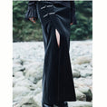 Load image into Gallery viewer, recommendation! [Da Qinglong Shu Series] ★China style skirt★ PU black, long length, slimming, easy to match, high waist
