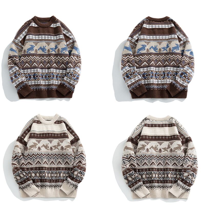 [Pvpvpv series] ★Sweater★ 2color knit tops Christmas unisex men's deer casual easy to match