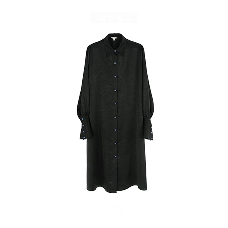 [Big Blue Dragon Series] ★China style shirt★ Long shirt, shirt dress, slit, simple, long length, original, slimming fit