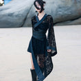 Load image into Gallery viewer, [Big Blue Dragon Series] ★Chinese style dress★ Lace openwork sexy switching black black
