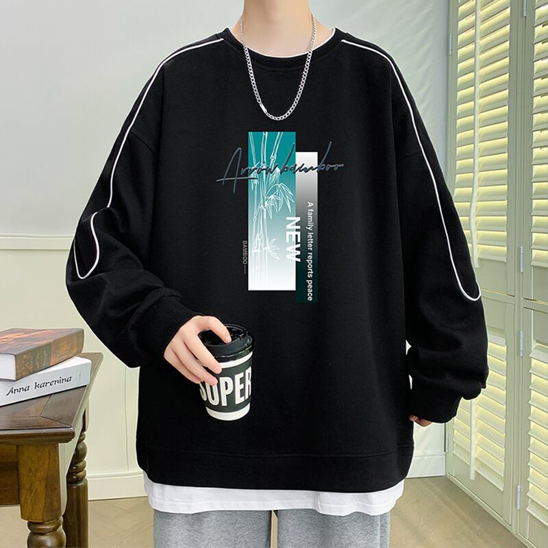 [ZFL Series] ★Tops★ 5color Faux Layered Unisex Men's Large Size White Black Green Brown Gray