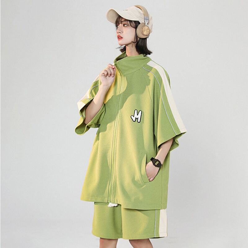 [SENSU Series]★Setup★ 3color POLO shirt + shorts 2-piece set Top and bottom set Green Beige Coffee color