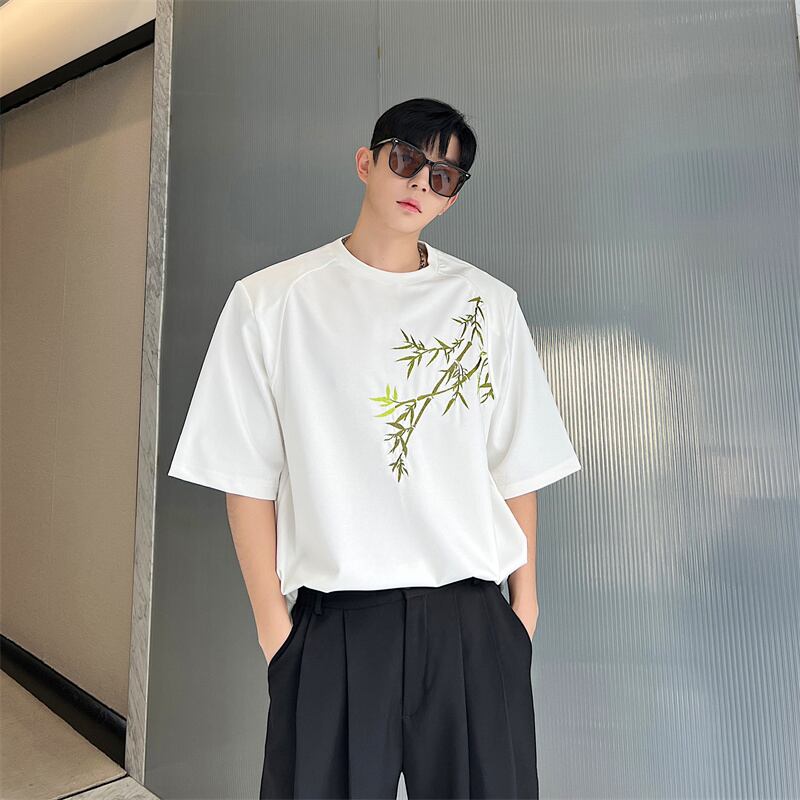 [ZHUIYI Series]★China style T-shirt★ 2color tops unisex men's bamboo short sleeve shirt black white ML XL