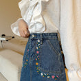 Load image into Gallery viewer, [SANMUZI series]★Denim skirt★Bottoms Embroidery Spring clothes Blue Blue Cute Slimming Ladies
