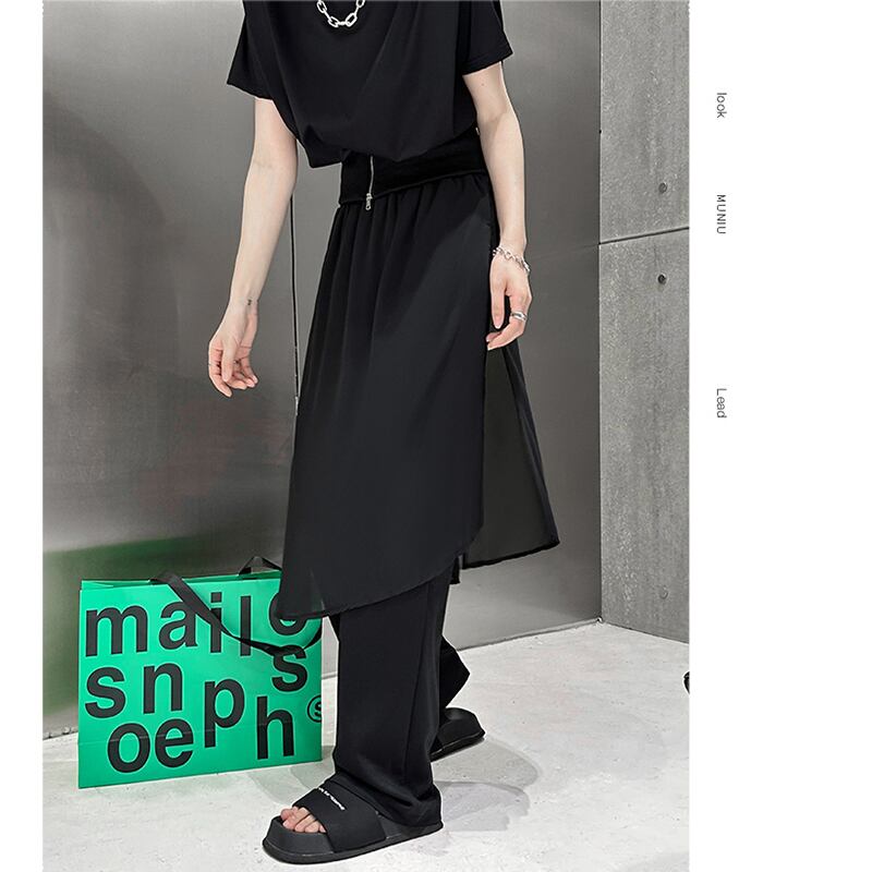 [YIDAO Series] ★Casual Pants★ Switching Chinese Clothes Black Black Skirt + Trousers Integrated Slimming Wear