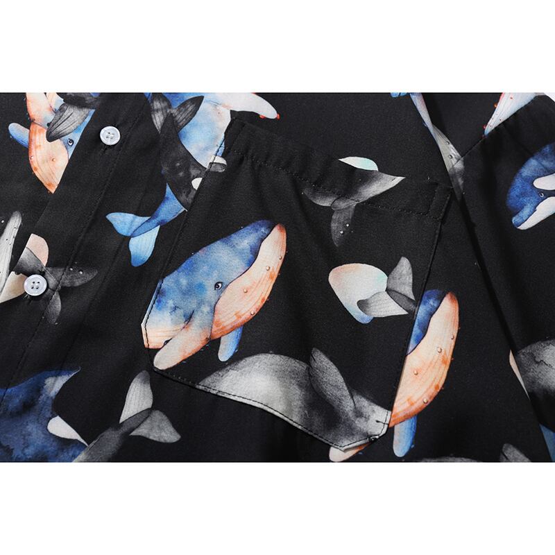 [NF Series]★Shirt★ Tops Print Animal Pattern Cartoon Unisex Men's Black Black