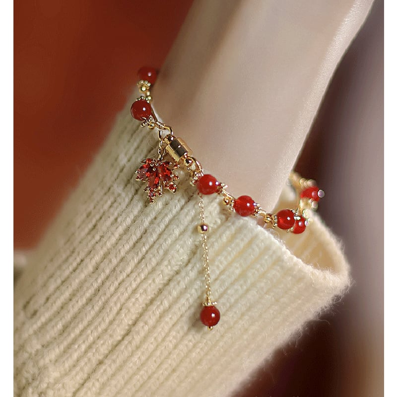 [Random Series]★China Style Bracelet★ Bracelet Ladies Accessories Maple Present Red Red